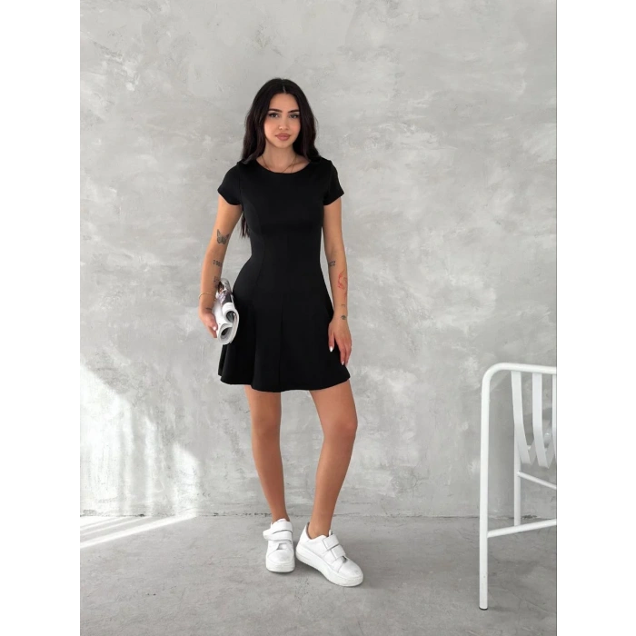 kısa kollu Mini Elbise - Siyah