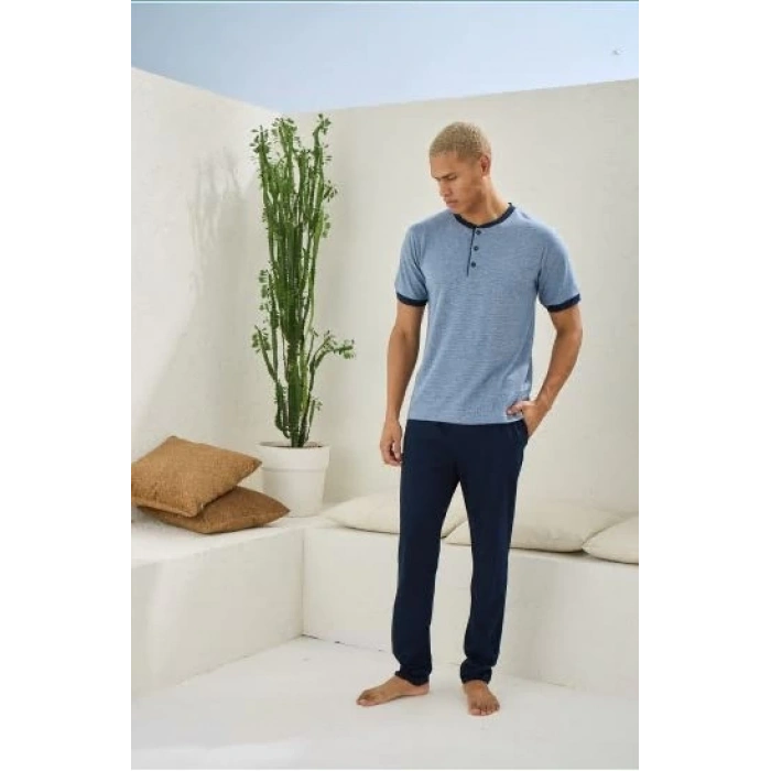 Kocabey 2091 Erkek Midi Yaka Pijama Takım