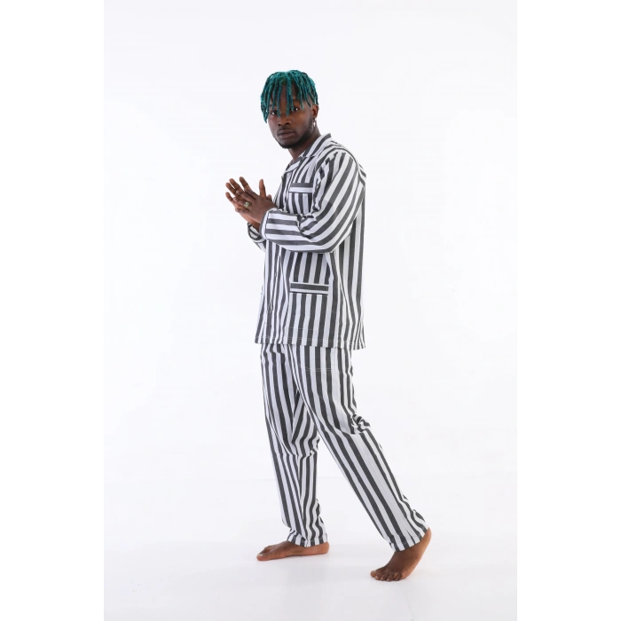 Kocabey 4007 Uzun Kol Çizgili Gaffur Erkek Pijama Takım