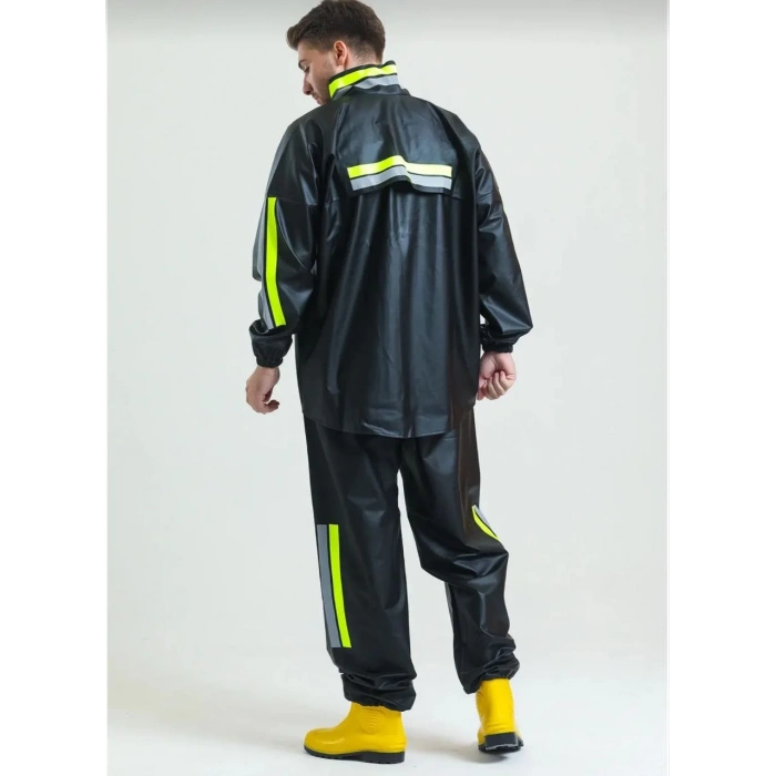 Motorcu Kurye Su Geçirmez Yağmurluk Takım - Siyah