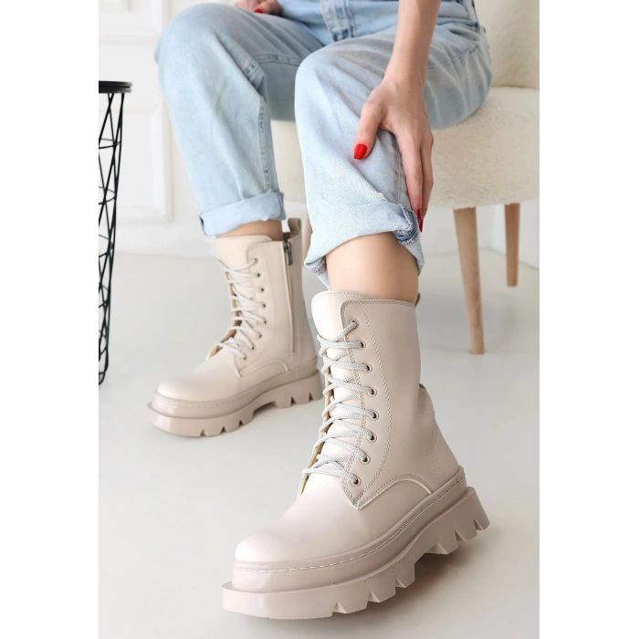 Orge Bej Cilt Bağcıklı Bot