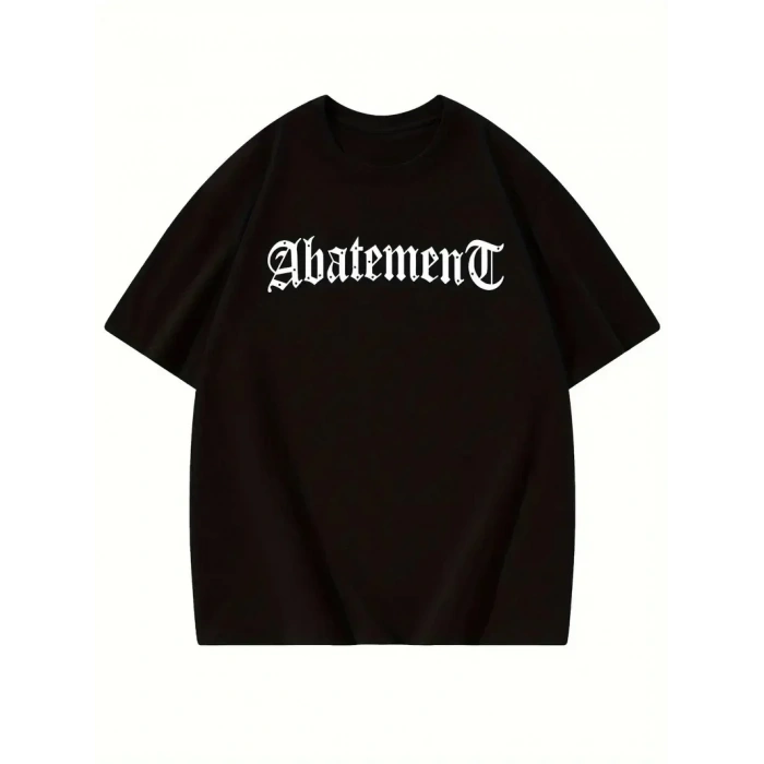 Örümcek Ağı Desenli Baskılı Oversize Bisiklet Yaka T-shirt - Siyah