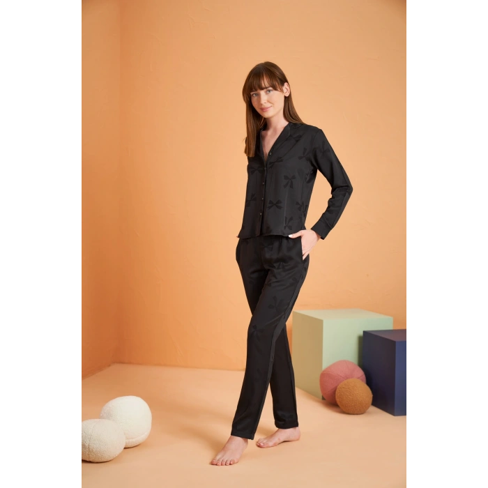 Pjs 28042 Kadın Uzun Kol Boydan Düğmeli Pijama Takımı
