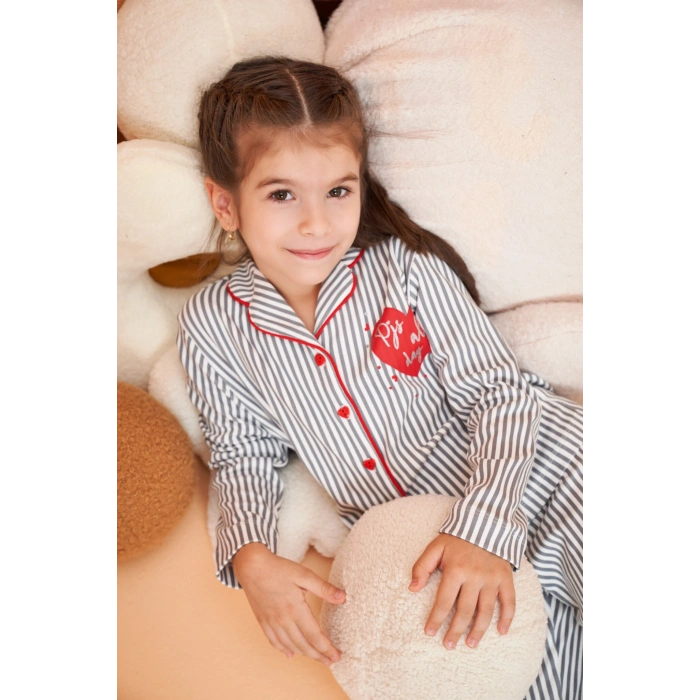 Pjs 28065 Çocuk Düğmeli Pijama Takım