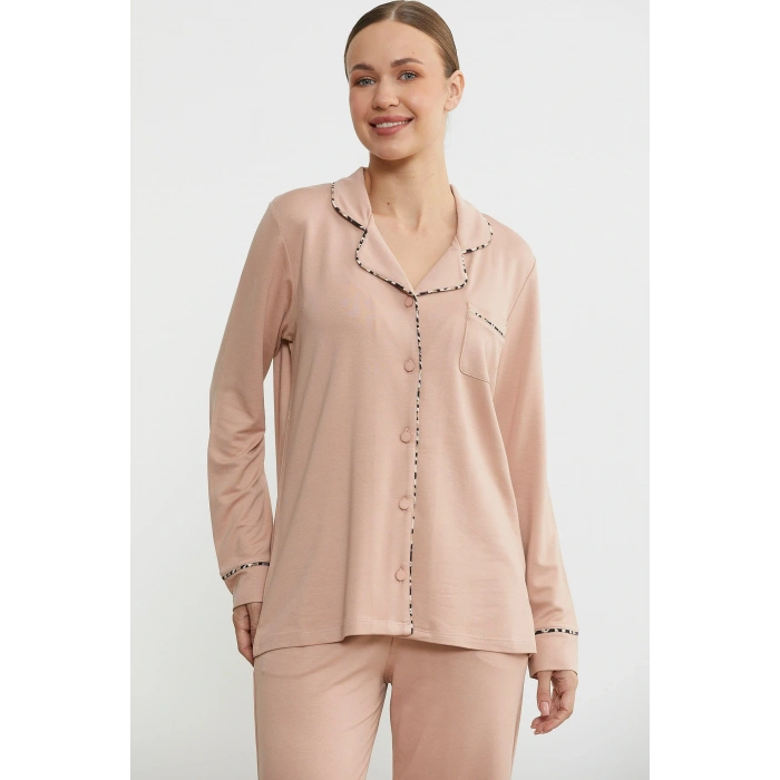 Sementa 76444 Düz Renk Gömlek Model Pijama Takım