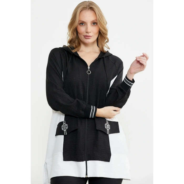 Sementa 76448 Keten Görünümlü Kapüşonlu Tunik Takım