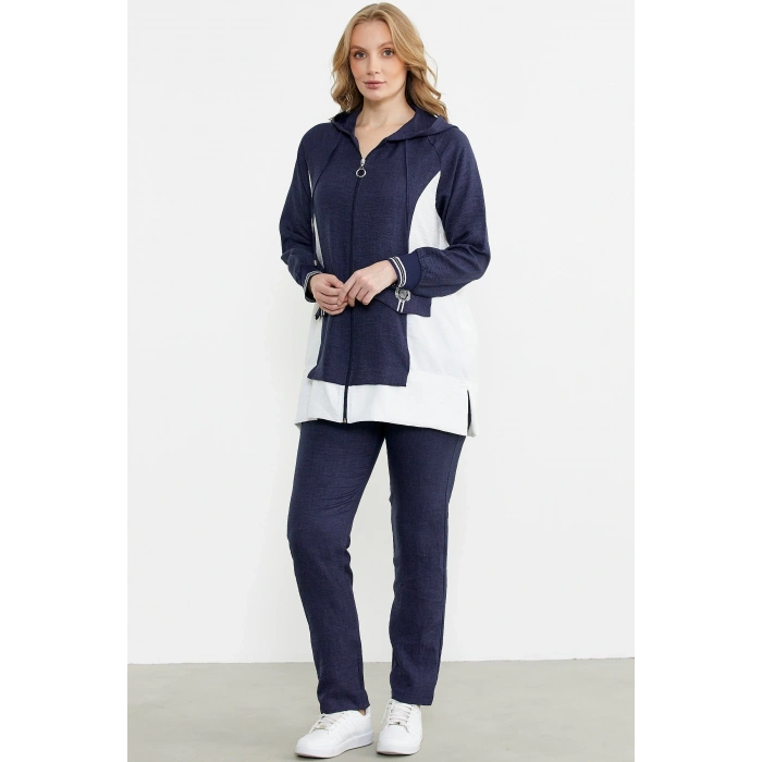 Sementa 76448 Keten Görünümlü Kapüşonlu Tunik Takım