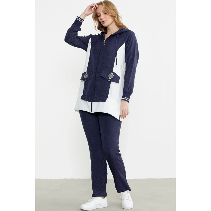 Sementa 76448 Keten Görünümlü Kapüşonlu Tunik Takım