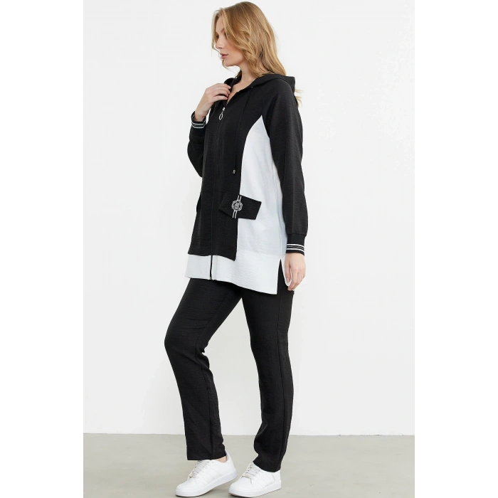 Sementa 76448 Keten Görünümlü Kapüşonlu Tunik Takım