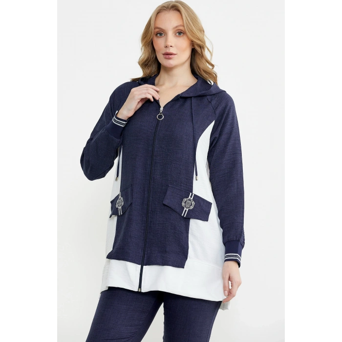 Sementa 76448 Keten Görünümlü Kapüşonlu Tunik Takım