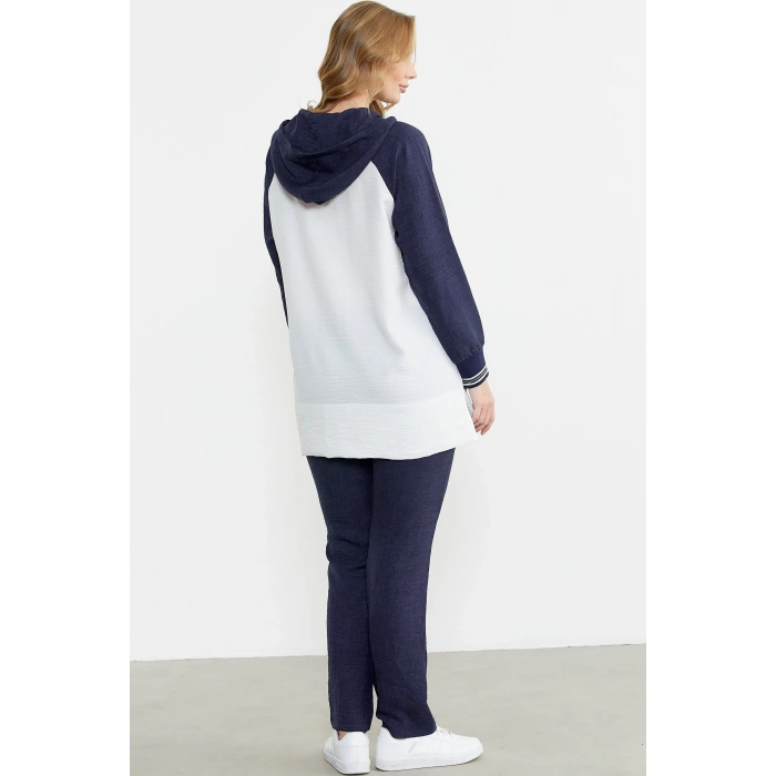 Sementa 76448 Keten Görünümlü Kapüşonlu Tunik Takım