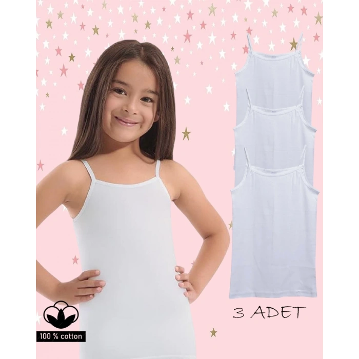 Star 610 Kız Çocuk İp Askılı 3lü Atlet