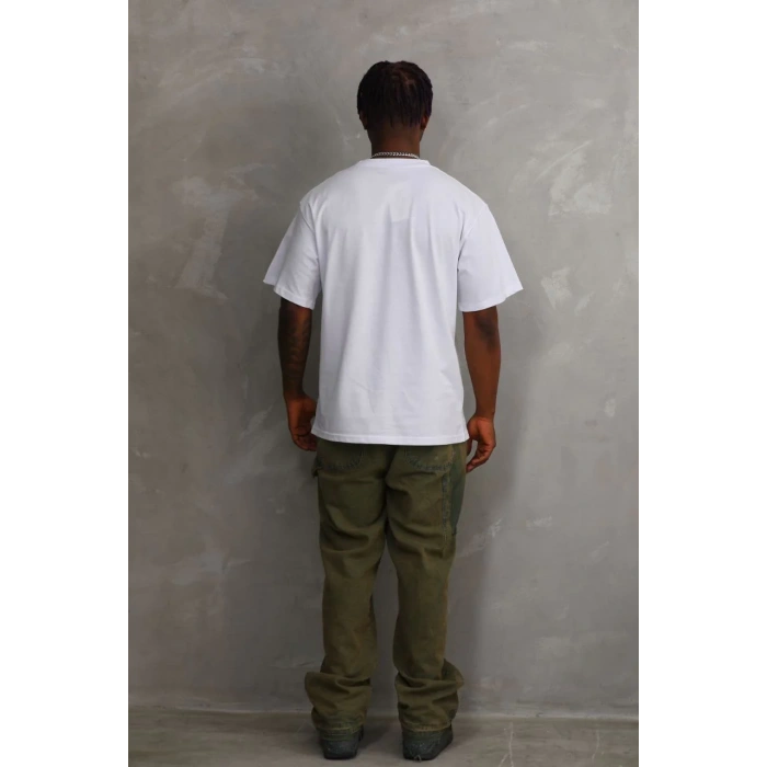 Unisex Baskılı Oversize T-Shirt - Beyaz