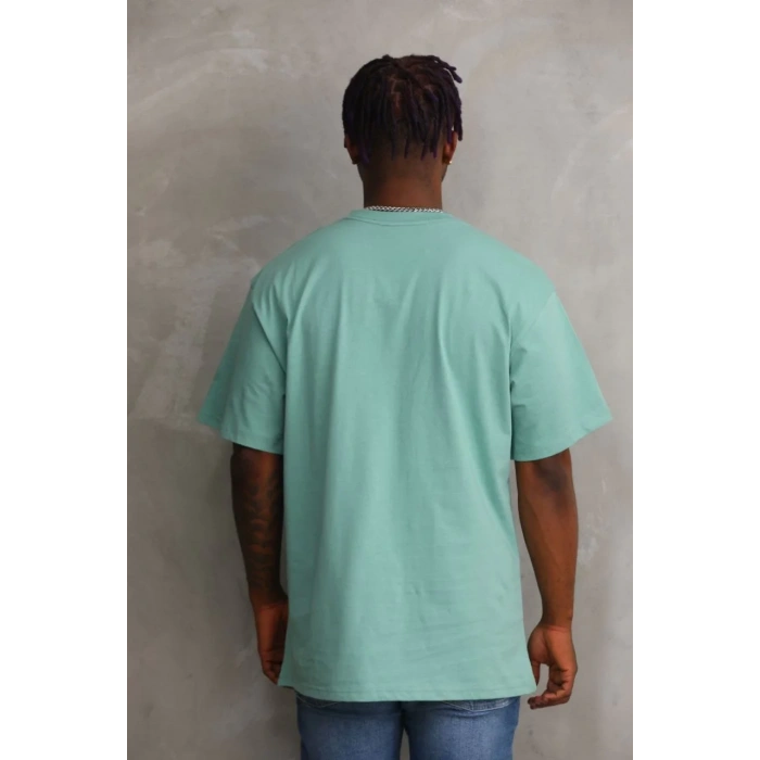 Unisex Baskılı Oversize T-Shirt - Mint Yeşili