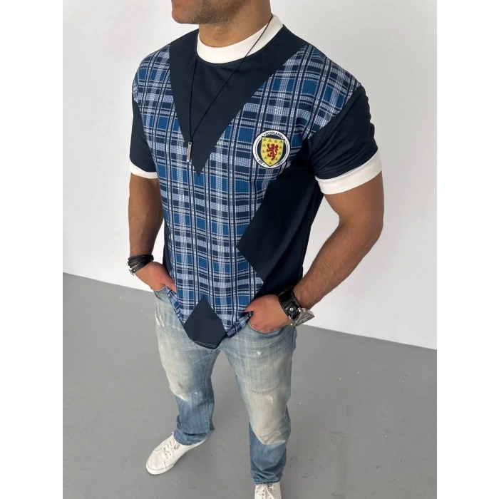 Unisex Bisiklet Yaka Baskılı Oversize T-Shirt - Siyah