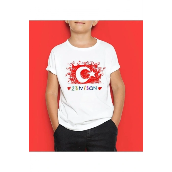 Unisex Çocuk Baskılı T-Shirt - Beyaz