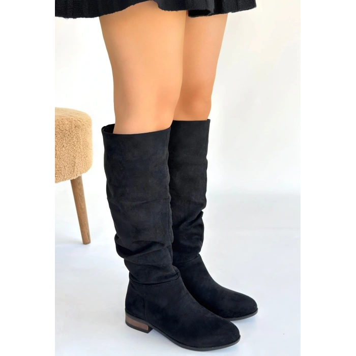 Winda Siyah Süet Körüklü Çizme