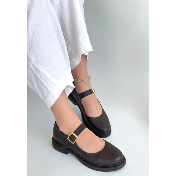 Yokox Kahverengi Cilt Oxford Ayakkabı