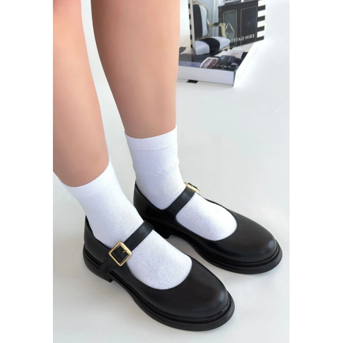 Yokox Siyah Cilt Oxford Ayakkabı