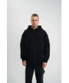 Double Oversize Kapşonlu Nakışlı SweatShirt - Siyah
