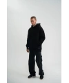 Double Oversize Kapşonlu Nakışlı SweatShirt - Siyah