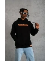 Erkek Armalı Baskılı Kapüşonlu Sweatshirt - Siyah