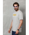 Erkek Kısa Kol Yazlık Tişört Bisiklet Yaka Baskılı Oversize T-Shirt - Gri