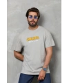 Erkek Kısa Kol Yazlık Tişört Bisiklet Yaka Baskılı Oversize T-Shirt - Gri