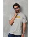Erkek Kısa Kol Yazlık Tişört Bisiklet Yaka Baskılı Oversize T-Shirt - Gri