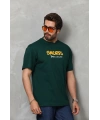 Erkek Kısa Kol Yazlık Tişört Bisiklet Yaka Baskılı Oversize T-Shirt - Yeşil