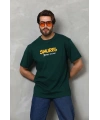 Erkek Kısa Kol Yazlık Tişört Bisiklet Yaka Baskılı Oversize T-Shirt - Yeşil