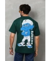 Erkek Kısa Kol Yazlık Tişört Bisiklet Yaka Baskılı Oversize T-Shirt - Yeşil