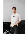 Erkek Tişört Yazlık Baskılı Oversize Kısa kol T-Shirt - Beyaz
