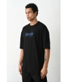 Erkek Baskılı Oversize  Kısa kol T-Shirt - Siyah