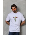 Erkek Baskılı T-Shirt Kısa Kol Bisiklet Yaka Regular Fit Rahat Kalıp Tişört -  Beyaz