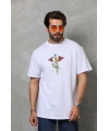 Erkek Baskılı T-Shirt Kısa Kol Bisiklet Yaka Regular Fit Rahat Kalıp Tişört -  Beyaz