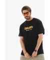 Erkek Kısa Kol Yazlık Tişört Bisiklet Yaka Baskılı Oversize T-Shirt - Siyah