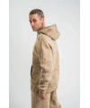 ERKEK 3 iplik Pamuklu Oversize Kapüşonlu Yıkamalı Hoodie SweatShirt - Bej