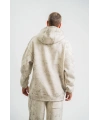 ERKEK  3 iplik Pamuklu Oversize Kapşonlu Yıkamalı SweatShirt Hoodie - Krem