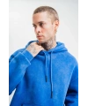 ERKEK 3 İplik Pamuklu Oversize Kapüşonlu Yıkamalı Hoodie SweatShirt - Mavi