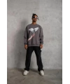 Erkek Güvercin Baskılı Sweatshirt - Gri