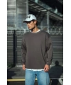 Erkek Bisiklet Yaka 3 iplik Pamuklu Basic SweatShirt  - Antrasit
