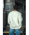 Erkek  Bisiklet Yaka 3 İplik Pamuklu Basic SweatShirt - Beyaz