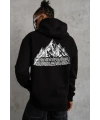 Erkek Nihilist Penguen Baskılı 3 İplik Pamuklu Kapüşonlu Sweatshirt Hoodie Siyah