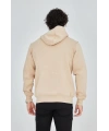 Erkek 3 İplik Pamuklu Kapüşonlu Tam Fermuarlı Cepli Hoodie Sweatshirt - Bej