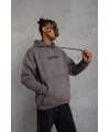 Erkek 3 İplik Pamuklu Kapüşonlu Kanguru Cepli Sweatshirt Hoodie -  Gri