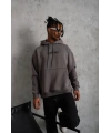 Erkek 3 İplik Pamuklu Kapüşonlu Kanguru Cepli Sweatshirt Hoodie -  Gri