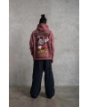 Erkek 3 İplik Pamuklu Kapüşonlu Kanguru Cepli Sweatshirt Hoodie - Gül Kurusu