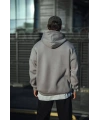 Erkek 3 İplik Penye Kapüşonlu Basic SweatShirt Hoodie - Boyalı Gri
