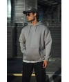 Erkek 3 İplik Penye Kapüşonlu Basic SweatShirt Hoodie - Boyalı Gri